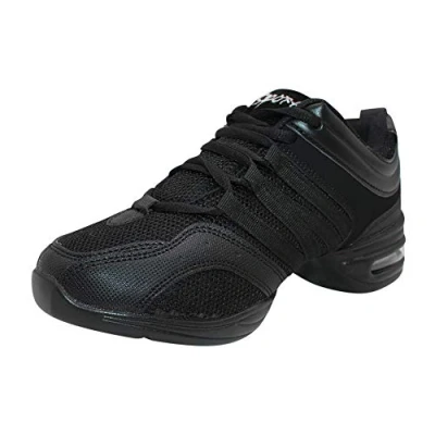 Image of Yudesun Sports Outdoor Dance Shoes Women Womens Black Mesh Split Sole Lace Up Shoe Teaching Practice Sneakers Comfy Slip Resistant Trainers Jazz Latin Ballroom Casual 7.5 UK