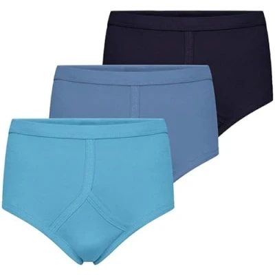 Image of moodies Men&#039;s Y Fronts Pack Of 3 Front Interlock Briefs 100% Cotton Underwear Traditional Brief Underpants (as8, alpha, m, regular, regular) Blue