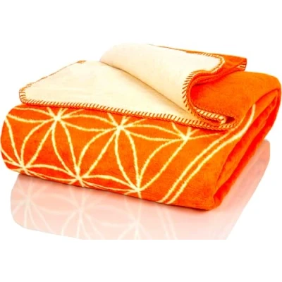 Image of Glart blanket orange ecru Flower of Life XL, sofa 150 x 200 cm, soft and warm woolly blanket, extra fluffy, for use as a couch cosy throw, plush throw