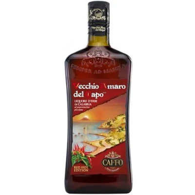 Image of Caffo Vecchio Amaro Del Capo Red Hot Chilli Edition Liqueur 70cl, 35% ABV Iconic Italian Herbal Bitter Sweet Digestif infused with spicy Calabrian chili pepper