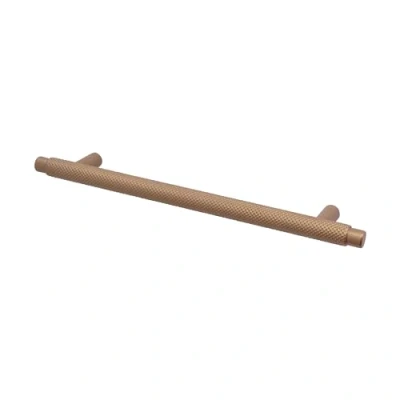 Image of Decoranddecor Aurelia Knurled Round Kitchen Cupboard Handles T Bar Cabinet Furniture Knobs for Cupboards &amp; Draws Bronze 320mm Hole Centre Distance