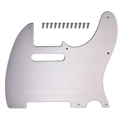 Image of Alnicov Guitar Pickguard,8 Hole Tele Metal Pickguard Aluminum Scrach Plate for Telecaster TL Style Silver