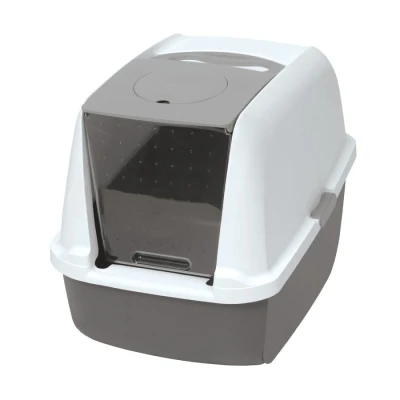 Image of Catit Large Hooded Grey Litter Box with Airsift Filter System