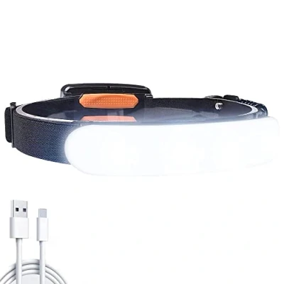 Image of LETOUR Head Torch Rechargeable, 5000mAh LED Headlight, Ultra Wide Angle 230 Lighting Headlamps 90Adjustable COB Hardhat Light, IPX6 Waterproof 2000Lumens Headtorch for Camping, Hiking, Jogging