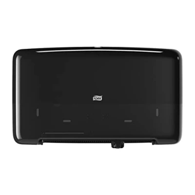 Image of Tork Twin Mini Jumbo Toilet Paper Roll Wall Mounted Dispenser Black T2, High Capacity, Elevation Range, 555508