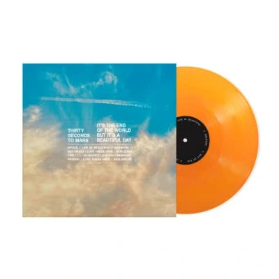 Image of Thirty Seconds To Mars It&#039;s The End Of World But A Beautiful Day Orange vinyl Sealed 2023 UK LP CRE02142