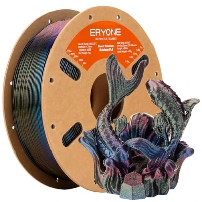 Image of ERYONE Glitter PLA Filament for 3D Printer, Printing 1.75mm +/ 0.03mm, 1kg (2.2LBS)/Spool, Rainbow Burnt Titanium Green&amp;Blue&amp;Rose