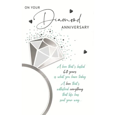 Image of Diamond 60th Embellished Anniversary Greeting Card Words to Cherish Cards WCH043