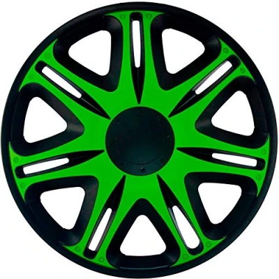 Image of Set J Tec wheel covers Nascar 13 inch black/green