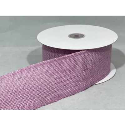Image of 2 metres X 63mm ECO Hessian Style Wired Ribbon Lilac Purple Christmas 6.3cm