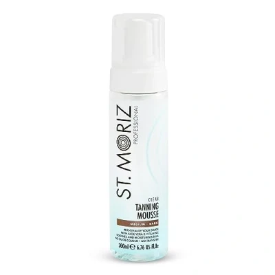 Image of St Moriz Professional Instant Clear Tanning Mousse in Medium to Dark Fast Drying Vegan Fake Tan With Aloe Vera &amp; Vitamin E Light Glow 1 Hour, Deeper After 8 Hours Cruelty Free 200ml