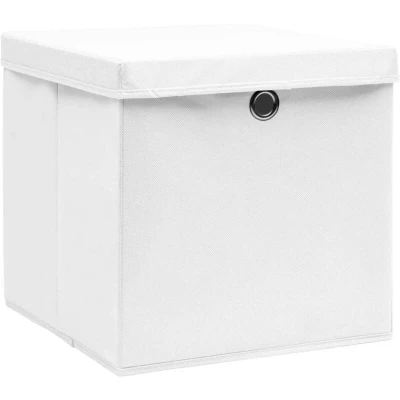 Image of vidaXL Storage Boxes with Covers 4 pcs 28x28x28 cm White