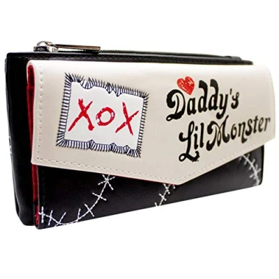 Image of Joker Harley Quinn Daddy&#039;s Lil Monster XOX Purse Envelope Coin Pocket &amp; Card Holder, Off White