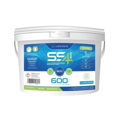 Image of Liquidate SS4 Recyclable Bucket Wipes 600 Extra Large Sheets Hand &amp; Surface Eco Friendly Perfect for Homes, Offices, Gyms Lemon Scent