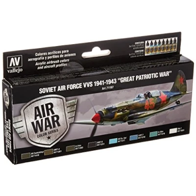Image of Acrylicos Vallejo VJ71197 &quot;Soviet Air Force Vvs 1941 43 Great Patriotic War&quot; Model Set, 17 ml (Pack of 8)