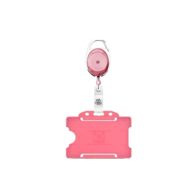 Image of ID Holder Badge Card and Retractable Lanyard yoyo Reel Clip extendable Key Holders for NHS Pass, Work, Nurse, Key, Security, Keyring, yoyo, Extender (Pink Pack of 3)
