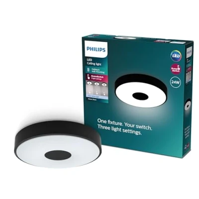 Image of PHILIPS Coiner Ceiling SceneSwitch, Round, 24W, 2800Lm, 4000K, Black, IP20