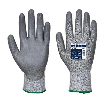 Image of Portwest A622 Cut Resistant MR PU Palm Glove Grey, EU8 Medium