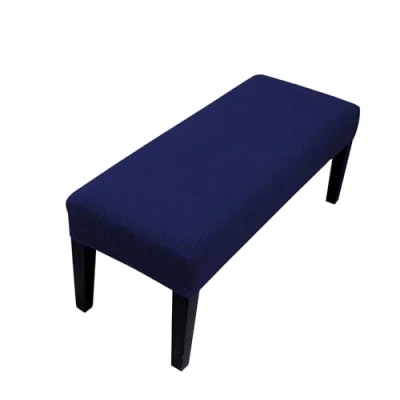 Image of Lollanda Universal Cover for Dining Room Bench, Stretch Bench Cover, Elastic Hotel, Banquet, Restaurant, Living Room, Bedroom (Navy Blue)