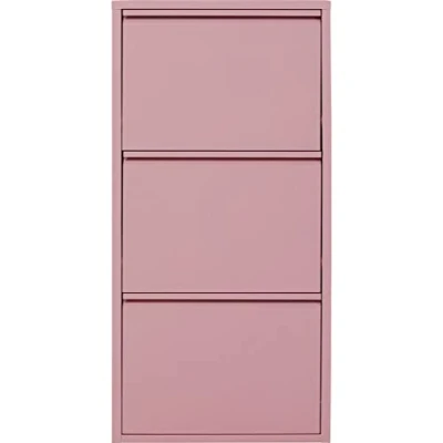 Image of KARE Design Shoe Container Caruso 3 Rose, Steel, Tipping Compartments, Space for 6 Pairs of Shoes, Slim, Saving, Storage Space, Hallway, Floor, 104x50x15 cm (H/W/D)