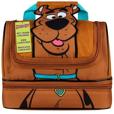 Image of Get Trend Scooby Doo Lunch Bag for Kids Insulated Box with Compartments Double Decker Snacks Food Carrier School Travel Picnic Cooler (Brown Doo)