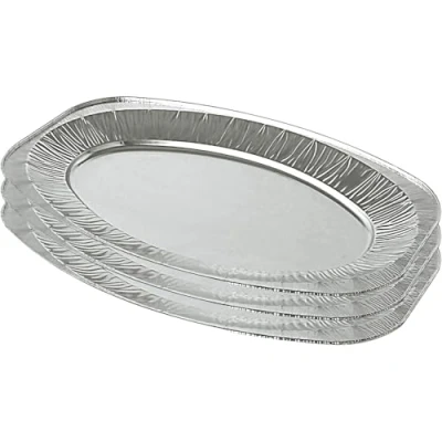 Image of FABFINDS Aluminium Foil Part Platter Oval Platters for Parties, Buffets &amp; Catering Durable Food Safe 35cmX24.5cm (3)