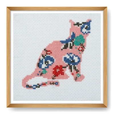 Image of Trimits Mini Counted Cross Stitch Kits, 13 x 13cm (5 5in), Cat