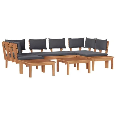 Image of vidaXL 4 Piece Garden Bench Set with Cushions Solid Teak Wood