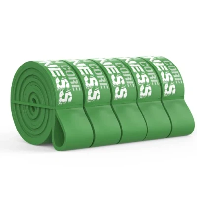 Image of Iron Core Fitness Gym Quality Long Green Resistance Bands Multi Pack of 5 Rubber Exercise Large Set Bulk, Resistant Band 50kg