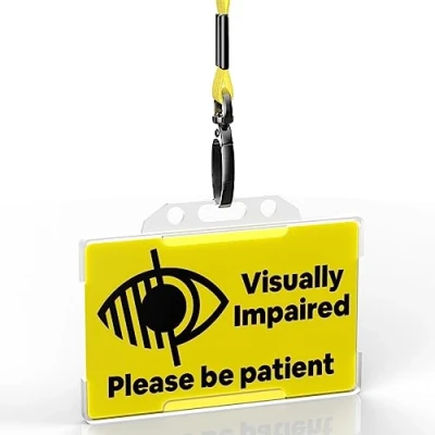 Image of Visually Impaired ID Card Lanyard Disability Awareness Hidden Antimicrobial Holder