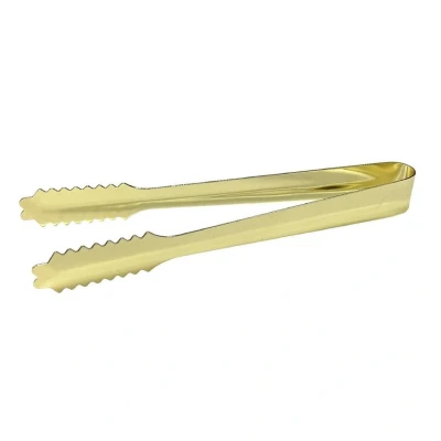 Image of Beaumont Stainless Steel Ice Tongs Gold Plated 7in
