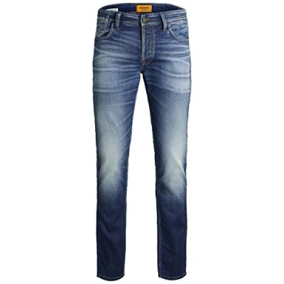 Image of Jack Jones Slim Jeans Mens Plus Size Fit Skinny Trousers Blue Denim Pants