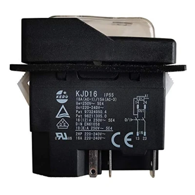 Image of KEDU KJD16 Electromagnetic Switch with Power off and Voltage Protection Pushbutton Switches for Industrial Machine Tool Equipment AC 220 240V 16A 2HP 16(12) A 10(8) 250V 5E4 IP55 (KJD16 5Pins)