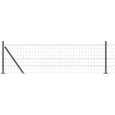 Image of vidaXL Euro Fence with 13 Flanged Posts 0.6x50 m Galvanised Steel