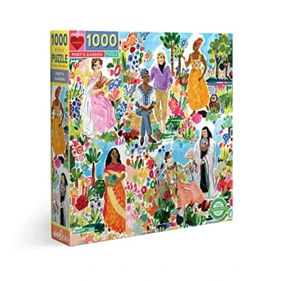 Image of eeBoo PZTPOT Poet&#039;s Garden Jigsaw Puzzle for Adults, 1000 Piece Recycled Cardboard of Poets