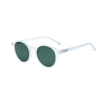 Image of ZENOTTIC Polarized Round Sunglasses, Stylish Sunglasses for Men and Women Retro Classic, Multi Style Selection, Matte Crystal/Green, M