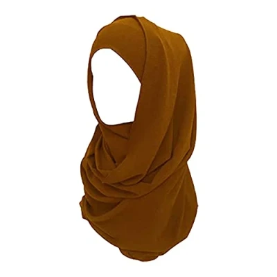 Image of KAV Women Plain Elegant Chiffon Head Scarf Hijab Silk Changer and Color Turban Light Large Maxi Hair Wrap Cover for Girls Shawl Piece (Light Brown)