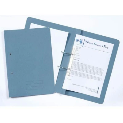 Image of Exacompta Ref TFM BLUZ Spiral Files for Punched Papers, A4 &amp; Foolscap, 285gsm Medium Weight Premium Manilla, 350mm x 250mm, Metal Spring Mechanism Blue, Pack of 25