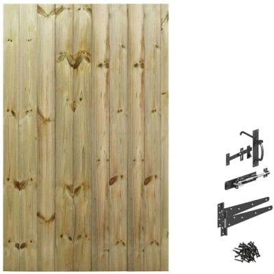Image of Made2Measure Bespoke Custom Widths: Between 90CM to 105CM By upto 6ft (180cm High) Tongue &amp; Groove Semi Braced Flat Top Pathway Garden Pedestrian Gate Hinge Pack Option Removed