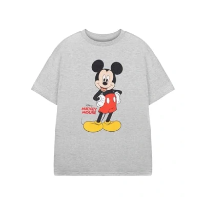 Image of Disney Mickey Mouse Boys Grey Short Sleeved T Shirt Graphic Tee for Kids Cartoon Character Crew Neck Casual Top Everyday Wear Apparel Cotton Blend Grey/Red/Yellow/Black