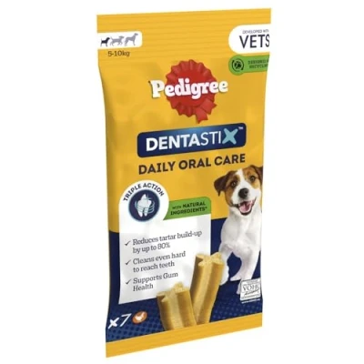 Image of Pedigree DentaStix Daily Dental Chews For Small Dogs (5 10 kg), 7 Sticks