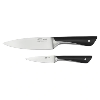 Image of Tefal Jamie Oliver Kitchen Knives Set, 2 Pieces, The Essential German Stainless Steel K267S255, Black