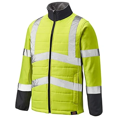 Image of Dickies Men&#039;s HI Vis Loudon Jacket Work Utility Outerwear, Yellow/Navy, S