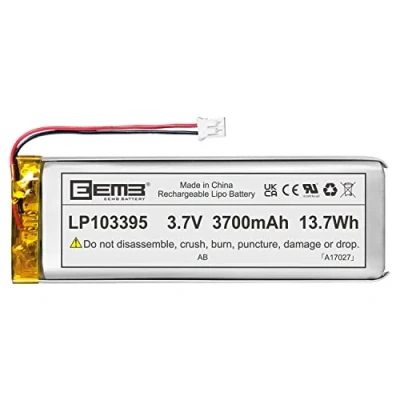Image of EEMB Lithium Polymer Battery 3.7V 3700mAh 103395 Lipo Rechargeable Pack with wire JST connector for LED and Wireless device confirm &amp; polarity before purchase