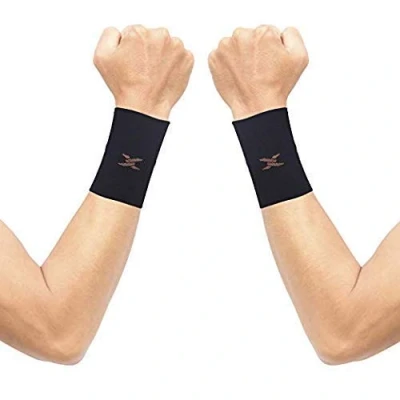 Image of Thx4COPPER Compression Wrist Sleeve Copper Infused Support for Men &amp;Women Improve Circulation and Recovery 1 Pair,Black,XXXL