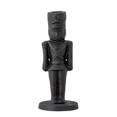 Image of Bloomingville Vernon Candle Holder in the Shape of a Nutcracker Black Metal Height 18 cm Diameter 7