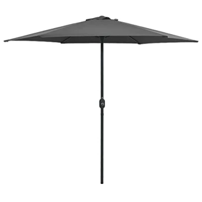 Image of vidaXL Outdoor Parasol Anthracite Aluminium Pole 270 cm Diameter Round UV Protective, Anti fade Polyester Garden Umbrella with Air Vent, Crank Mechanism and 6 Ribs.
