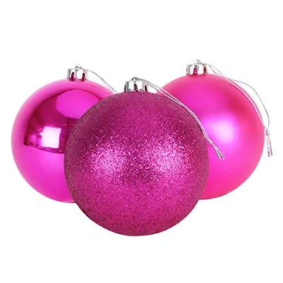 Image of Christmas Concepts® 3 150mm Extra Large Baubles Shiny, Matte &amp; Glitter Design Decorations (Hot Pink)