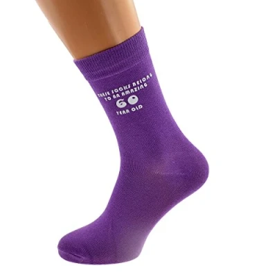 Image of These Socks Belong to An Amazing 60 Year Old PURPLE Womens for 60th Birthday Present