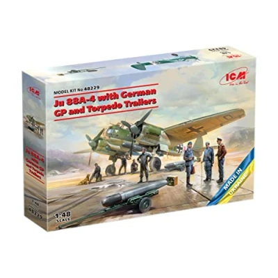 Image of ICM 1 48 Ju 88A 4 with German Personnel and Trailers